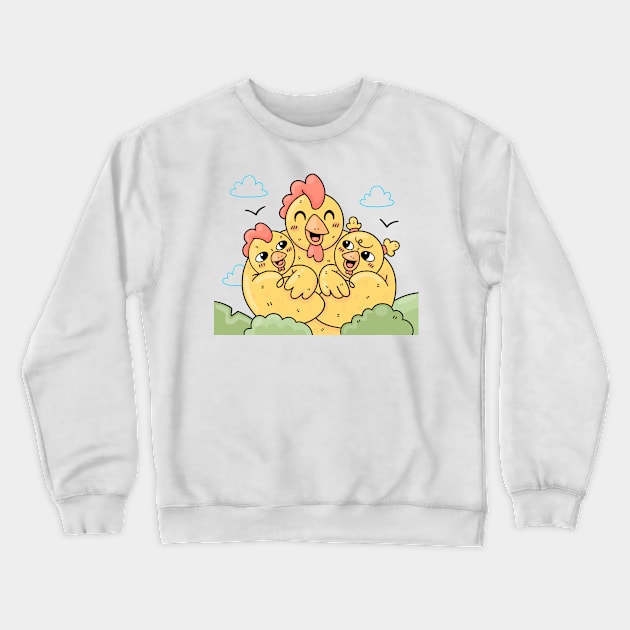 Chicken Family Love Crewneck Sweatshirt by Mako Design 